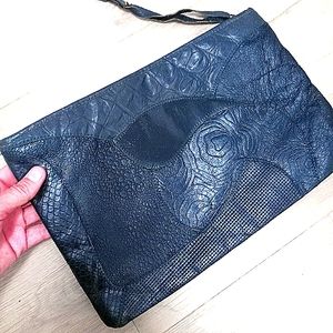 Vintage 80s Black Leather Make Up Cellphone Pouch